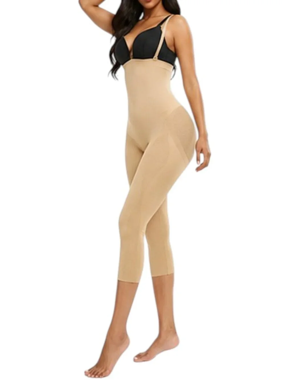 Plus Size Mid-Calf High Waist Compression Mesh Body Shaper | Butt Lift | 2XL/3XL